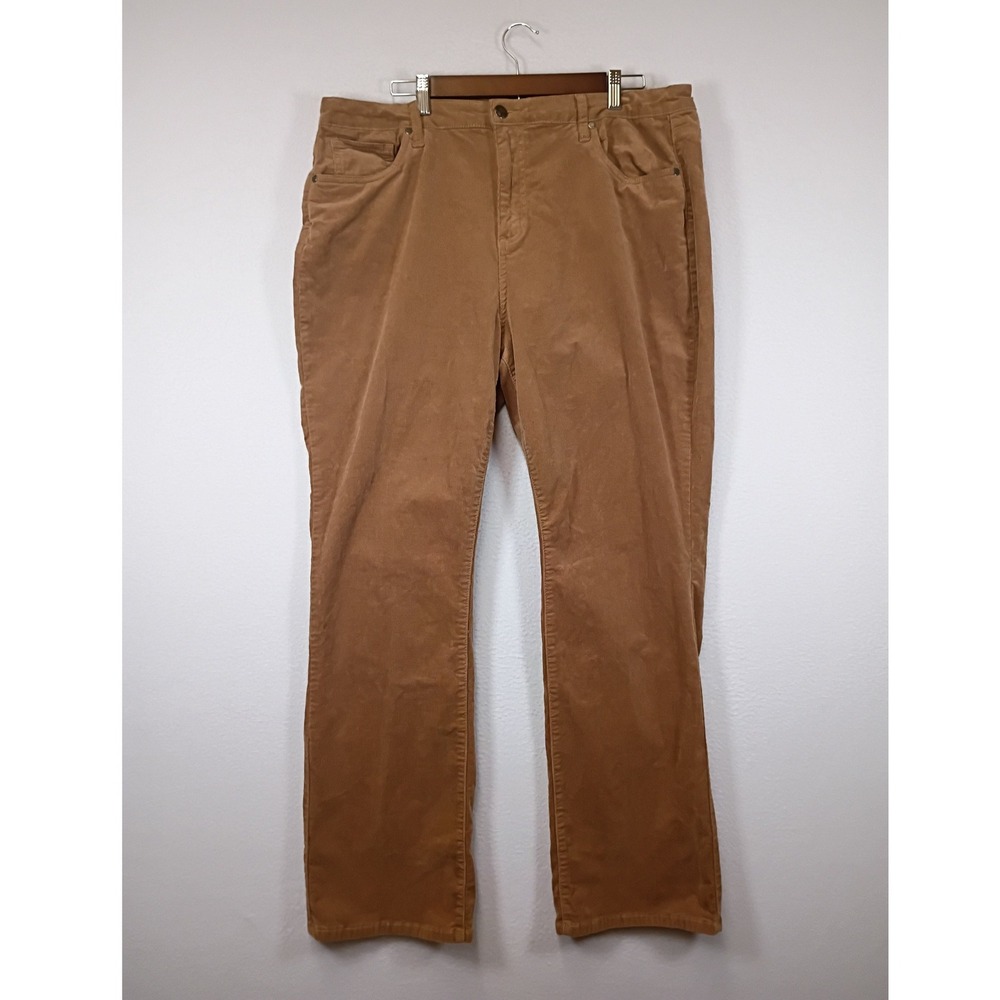 Dark Academia Hybrid & Company Women 18 Brown Corduroy Straight Leg Pant Stretch